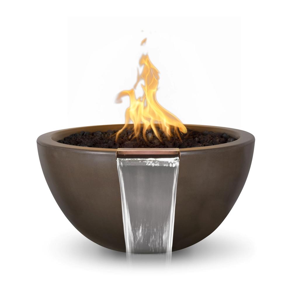 Outdoor Plus Luna Round Concrete Gas Fire and Water Bowl - Electronic