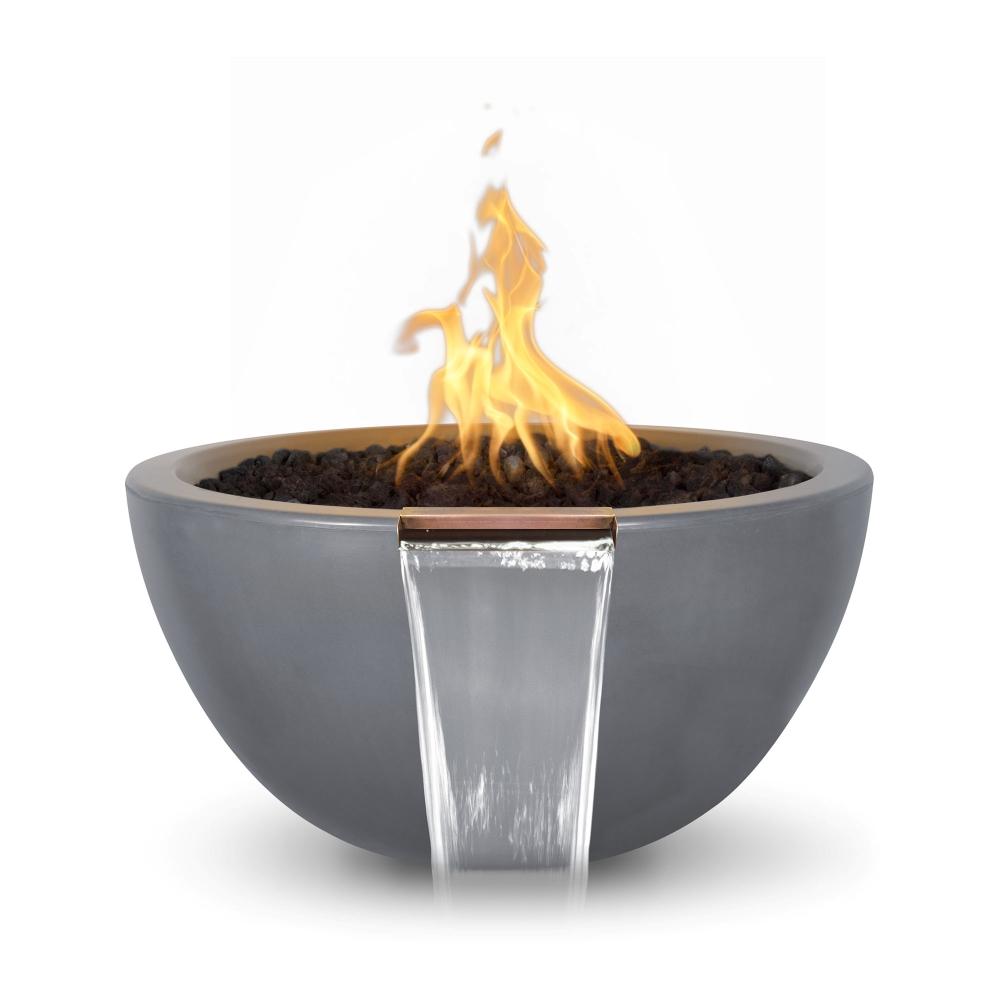 Outdoor Plus Luna Round Concrete Gas Fire and Water Bowl - Electronic