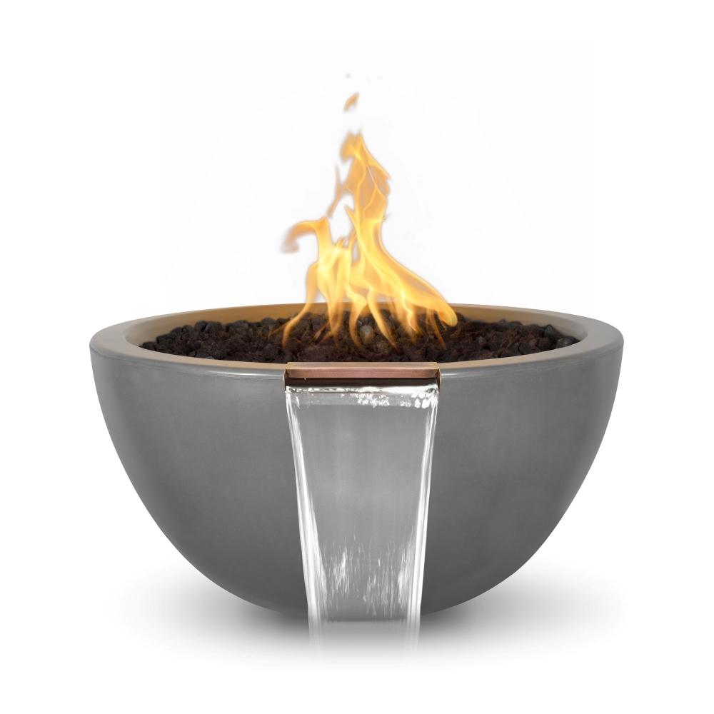 Outdoor Plus Luna Round Concrete Gas Fire and Water Bowl - Electronic