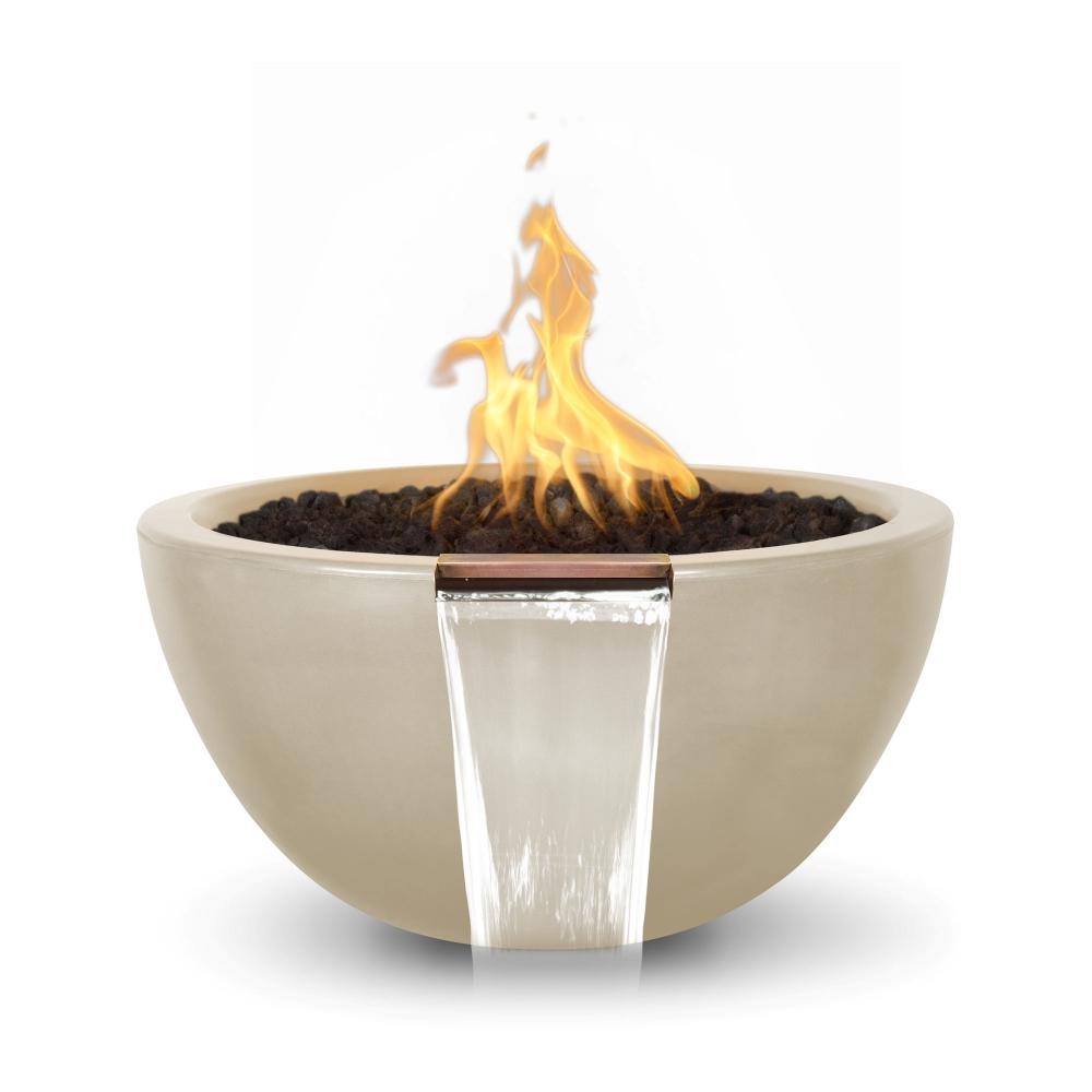 Outdoor Plus Luna Round Concrete Gas Fire and Water Bowl - Electronic