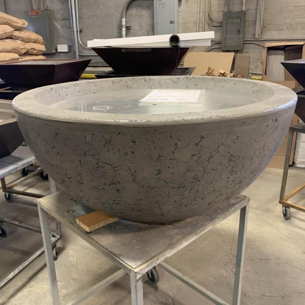 Outdoor Plus Luna Round Concrete Gas Fire Pit - Match Lit