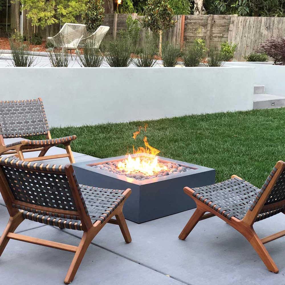 Outdoor Plus Quad GFRC Gas Fire Pit - Match Lit