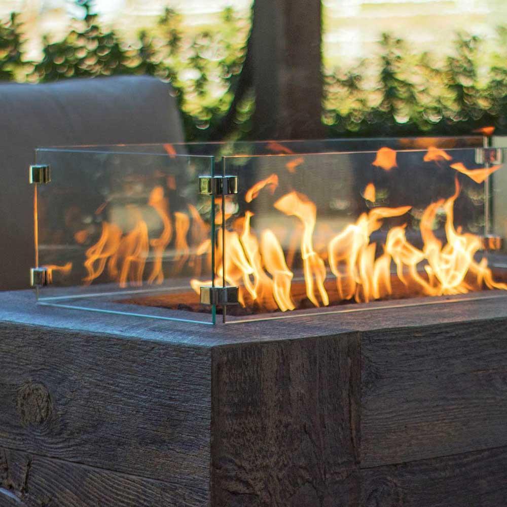 Outdoor Plus Catalina Rectangular GFRC Gas Fire Pit - Match Lit