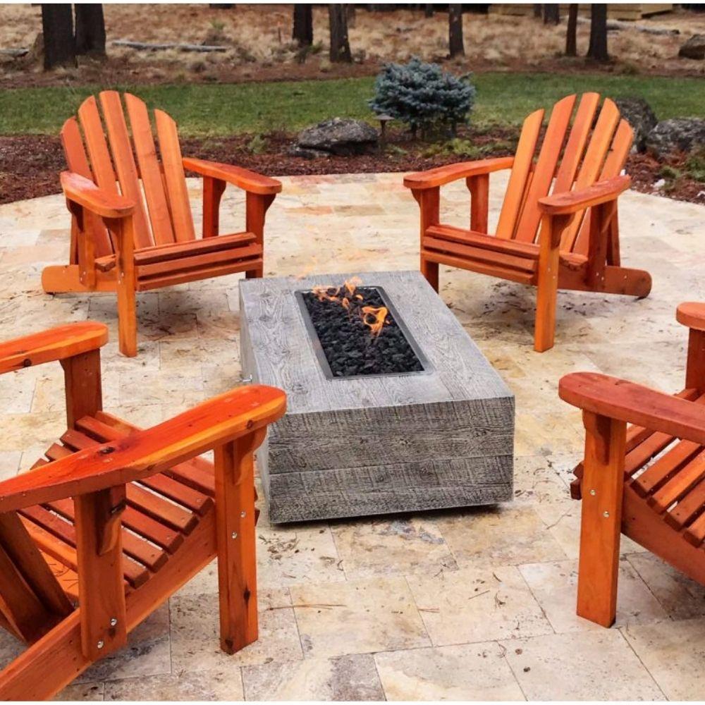Outdoor Plus Coronado Rectangular GFRC Gas Fire Pit - Match Lit