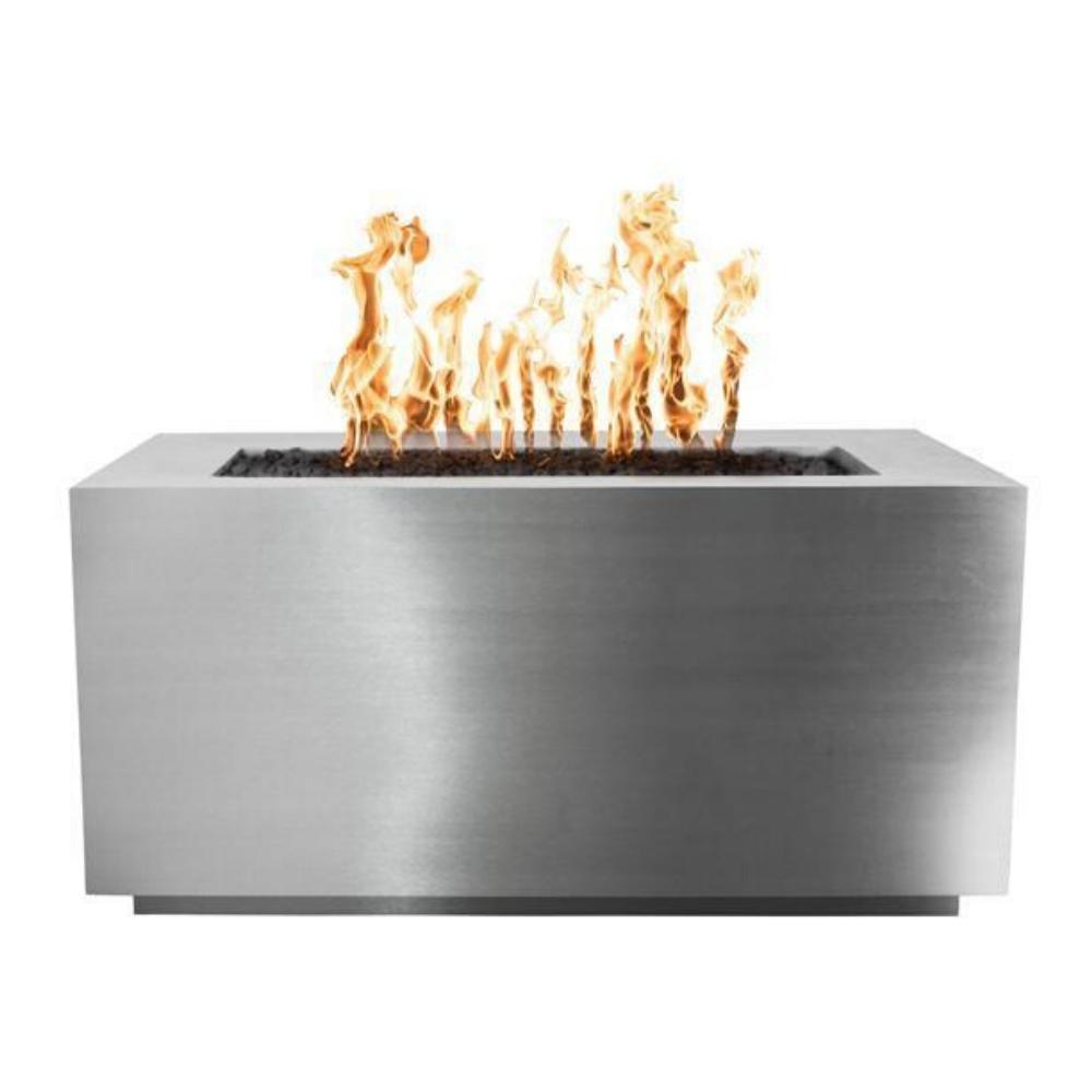 Outdoor Plus Pismo 24-Inch Tall Rectangular Stainless Steel Gas Fire Pit - Match Lit
