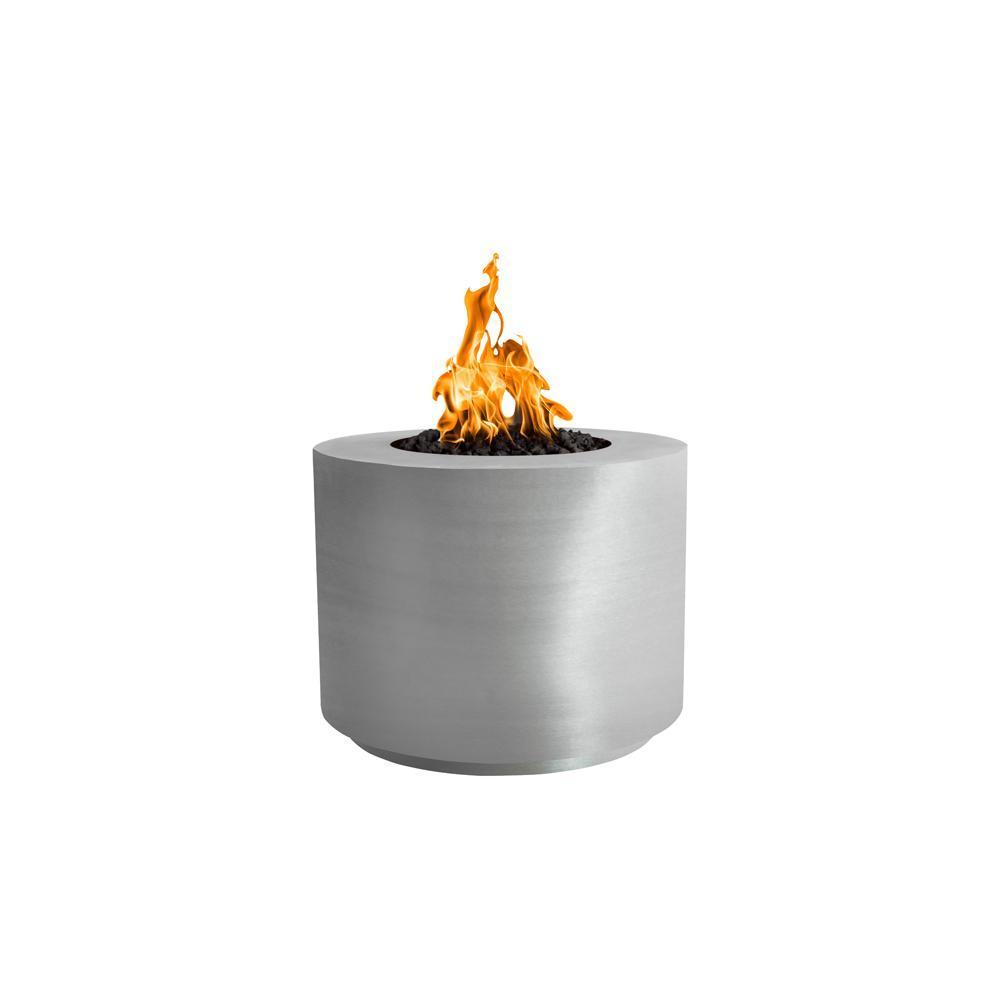 Outdoor Plus Beverly Round Stainless Steel Gas Fire Pit - Match Lit