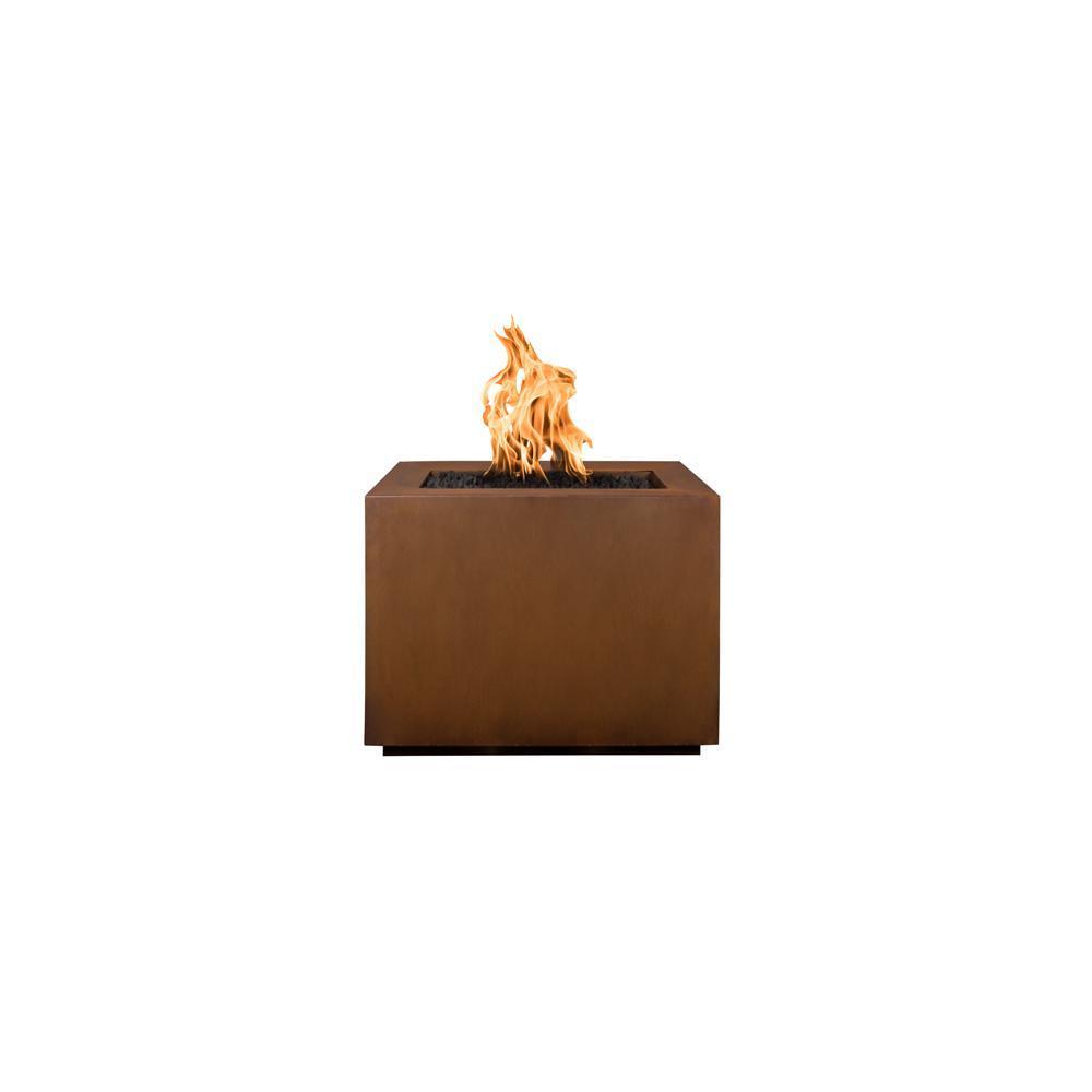 Outdoor Plus Forma Square Corten Steel Gas Fire Pit - Match Lit