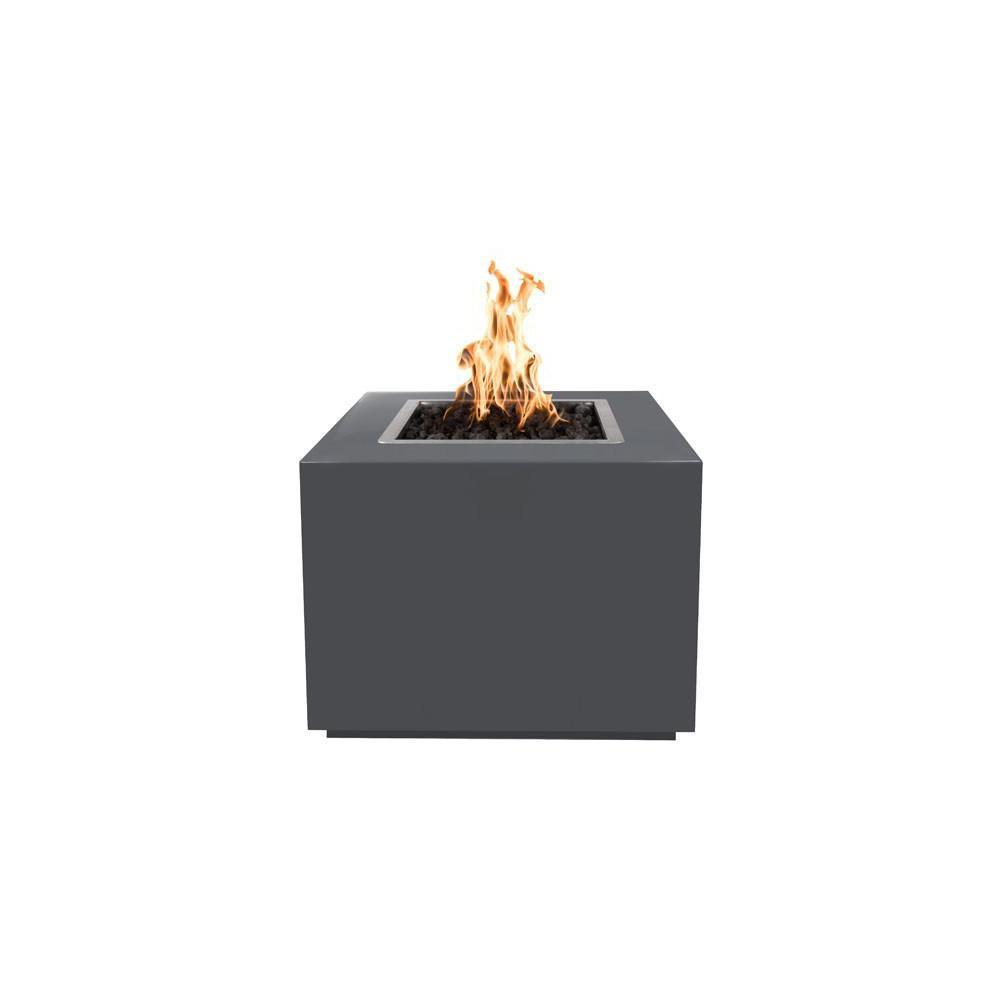 Outdoor Plus Forma Square Powder Coated Steel Gas Fire Pit - Match Lit