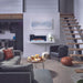 Stylish living room featuring a Napoleon Stylus Cara Elite wall-mounted electric fireplace and modern decor.